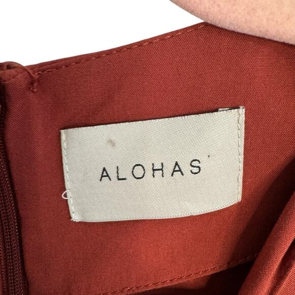 Alohas Exclesa Burnt Orange Rust Modest Long Sleeve Midi Dress - Picture 2 of 12